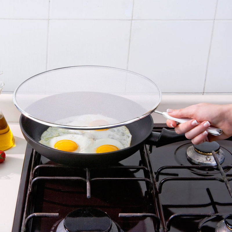 Juego 2 Pz Tapa Anti-salpicaduras 21 Y 29cm Marca Metaltex® Blanco Tapa Antisalpicadura