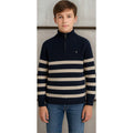 Suéter Pique Para Niño Mod.7391 Marca Mayoral® Azul Oscuro Rayas 8 Años