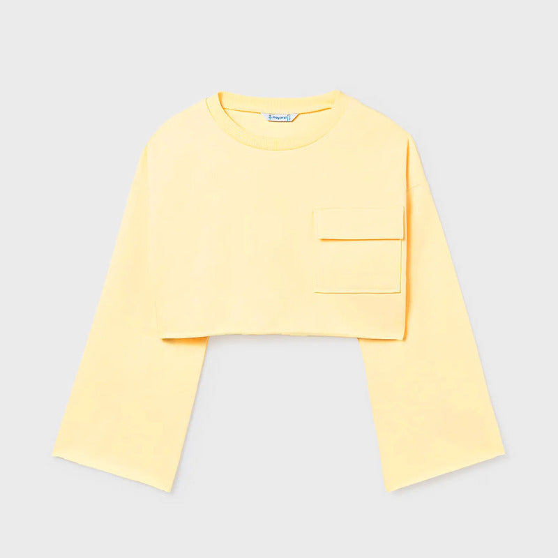 Sudadera Corta Con Blusa Juvenil 6402 Marca Mayoral® 16 Años Vainilla Lisa