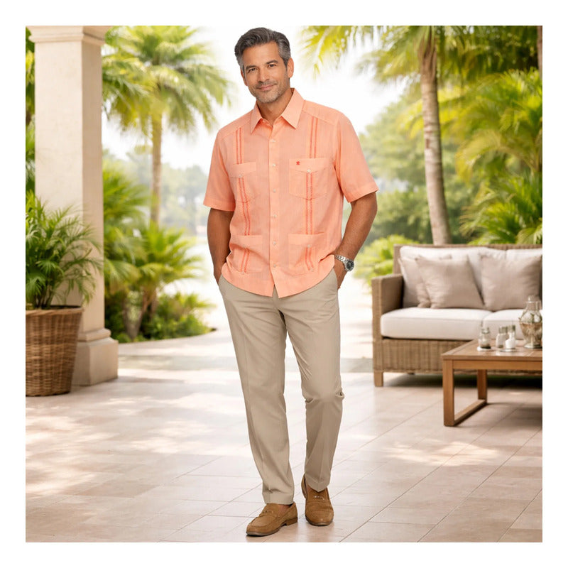 Guayabera Para Caballero Mod.mo012152 Marca Monsieur® Melon M