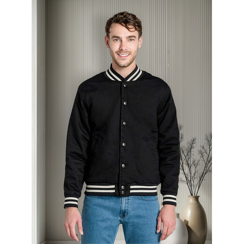 Chamarra Bomber Mezclilla Hombre Corte Slim Marca Oggi®
