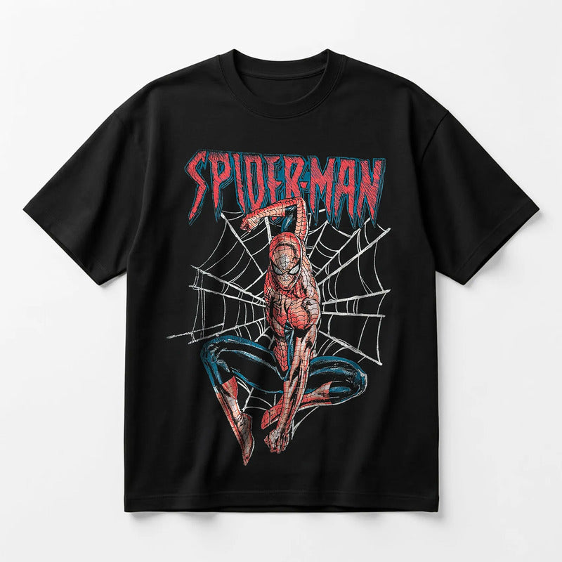 Playera Oversize Fit Hombre Spider Force Mascara De Latex® Negro Spider Force Eg Lisa
