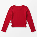 Blusa Con Aberturas Para Niña Mod. Ljgap0103 Marca Losan® Rojo Lisa 14 Años