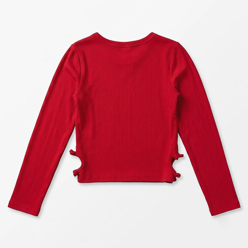 Blusa Con Aberturas Para Niña Mod. Ljgap0103 Marca Losan® Rojo Lisa 14 Años
