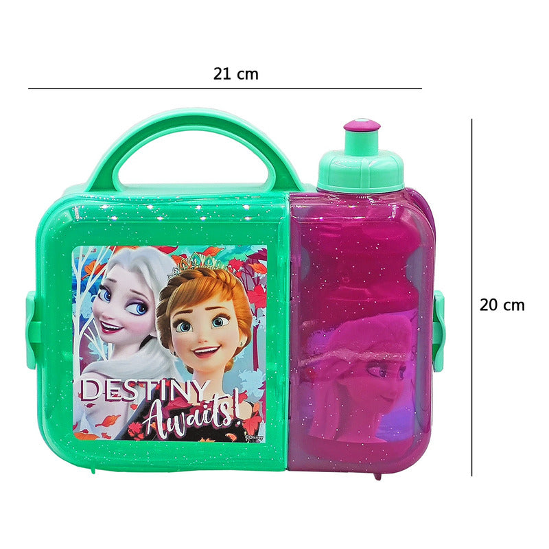 Lonchera Infantil De Plástico Con Botella Diseños Varios