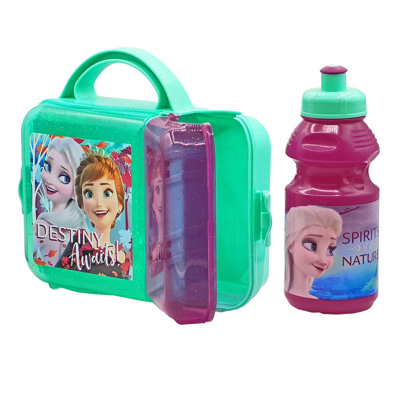 Lonchera Infantil De Plástico Con Botella Diseños Varios