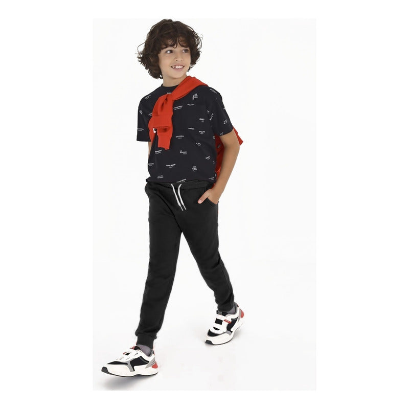Pants Cómodo Para Niño Mod.744 Marca Mayoral® Negro Liso 14