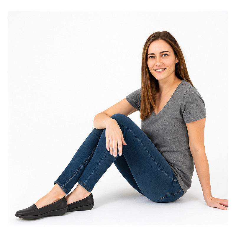 Zapato Plano Para Dama Mod.101905 Marca Flexi® Negro Lisa 25.5 Mx