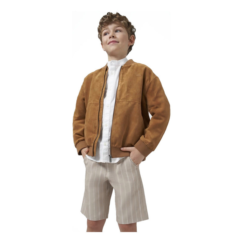 Bermuda Para Niño Mod.6279 Marca Mayoral® Beige Rayas 12