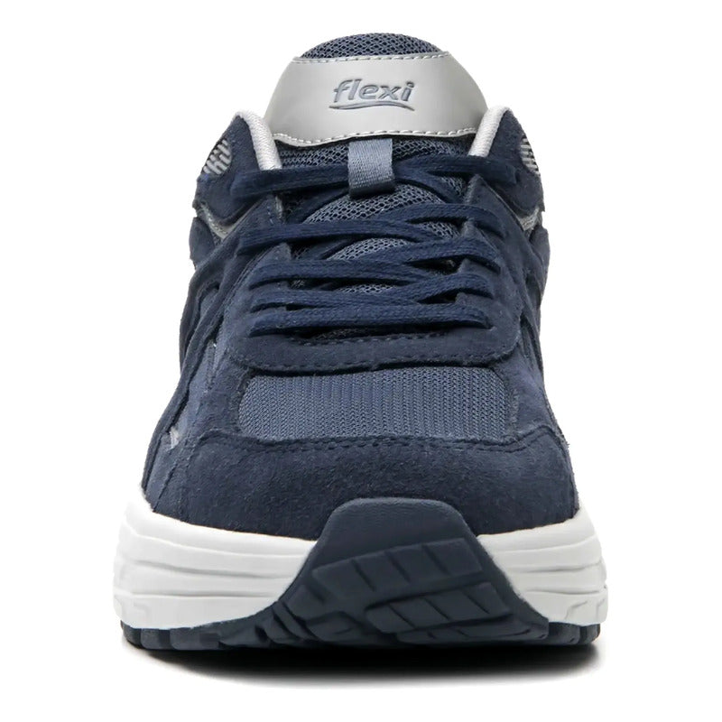 Tenis Retro Para Hombre Con Gel Anti Shock M.424101 Flexi® Azul Marino 27 Mx