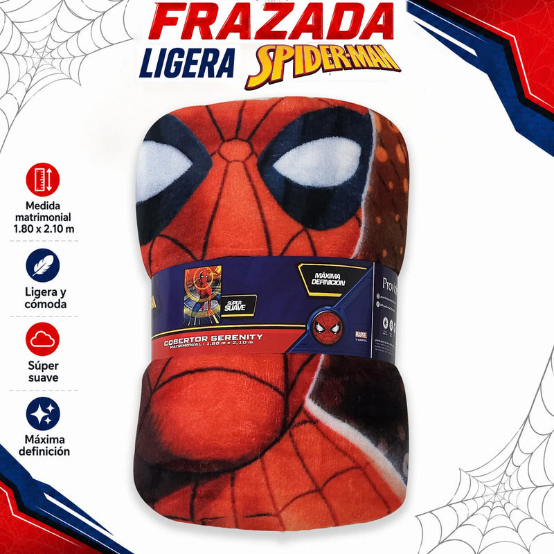 Cobertor Ligero Super Suave Matrimonial Diseños Providencia® Spiderman 850 G Multicolor