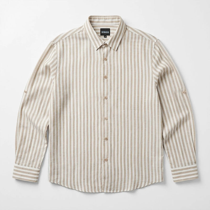 Camisa Antiarrugas Ligera Para Hombre B61408 Marca Bobois® Multicolor Rayas G