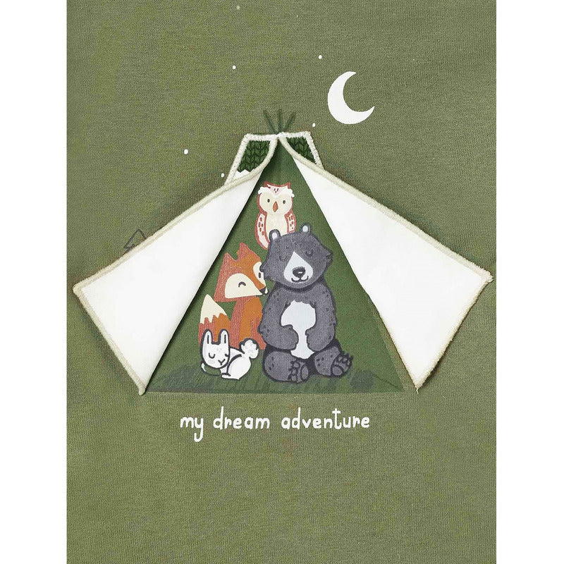 Playera Para Bebe Mod.2007 Marca Mayoral® Verde Musgo Animales Del Bosque 6 Meses Estampa Localizada