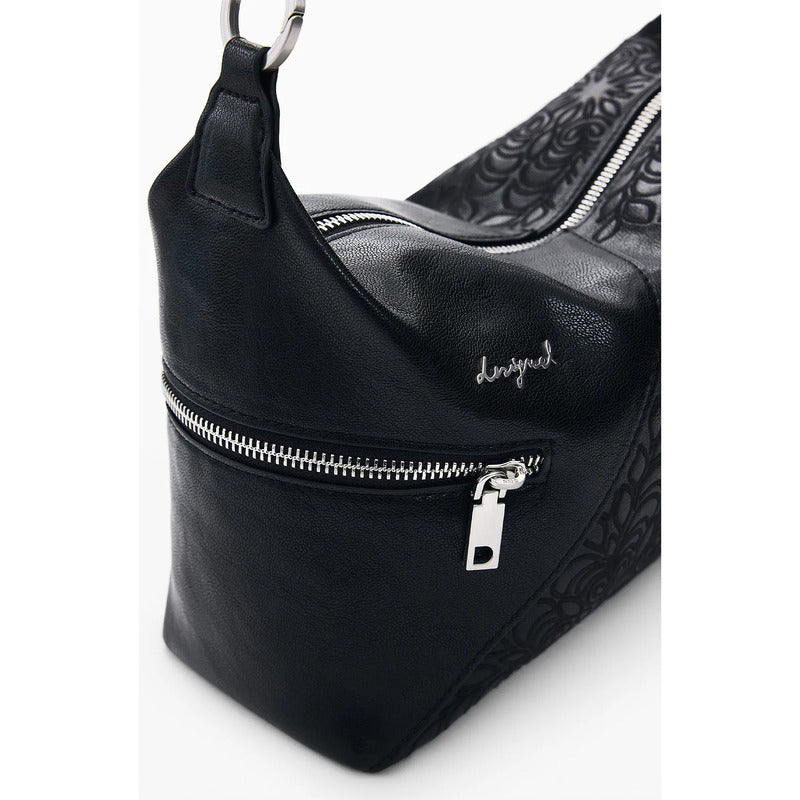 Bolso Para Mujer Con Bordado Mod.26saxp Marca Desigual® Negro Bordado Níquel