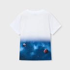 Playera Casual De Niño Mod.3071 Marca Mayoral® Blanco Naves 7 Años Lisa