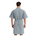 Bata Domino Suave Para Descanso / Baño Con Bolsillos Unisex Azul Dominó Unica