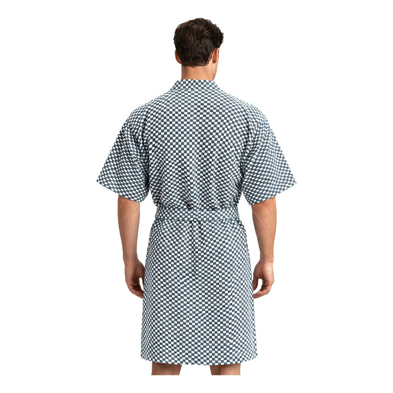 Bata Domino Suave Para Descanso / Baño Con Bolsillos Unisex Azul Dominó Unica