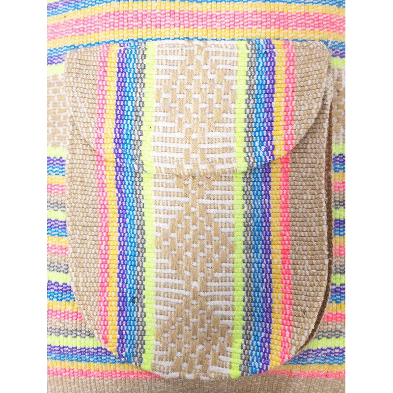 Mochila Artesanal Tejida Tipo Morral Con Bolsillo Frontal 10kg
