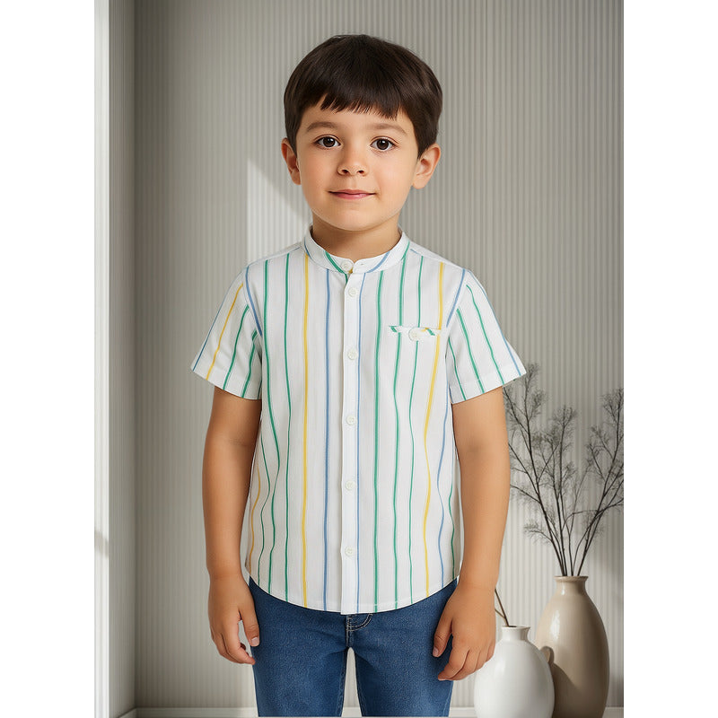 Camisa Cuello Mao Para Niño Mod.3115 Clorofila Mayoral® Clorofila Rayas 2 Años