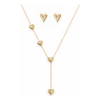 Set Joyería Elegante Para Mujer Collar Y Aretes Corazones Dorado