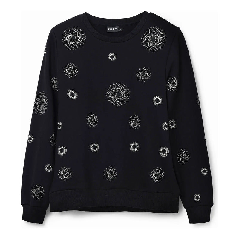 Suéter Casual Para Mujer 23wwsk32/2000 Marca Desigual® Negro Geométrico Xs