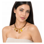 Collar Animal Print Con Dijes Para Mujer Bisutería Fina Multicolor