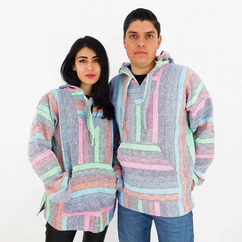 Suéter Poncho Canguro Artesanal Hoodie Acrilico Colores