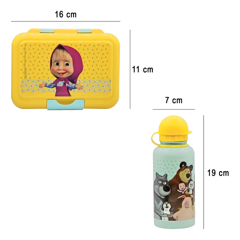 Lonchera Infantil De Plástico Con Botella Diseños Varios