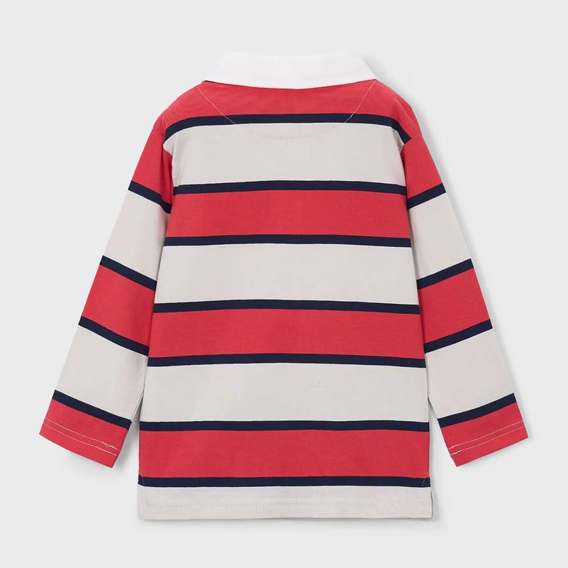 Playera Polo Casual Para Niño Mod.3111 Marca Mayoral® Tomate 3 Años Rayas