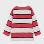 Playera Polo Casual Para Niño Mod.3111 Marca Mayoral® Tomate 4 Años Rayas