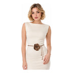 Cinturón Cordonado Para Vestido Con Flor Para Mujer Dorado Oscuro Floreado 200 Cm