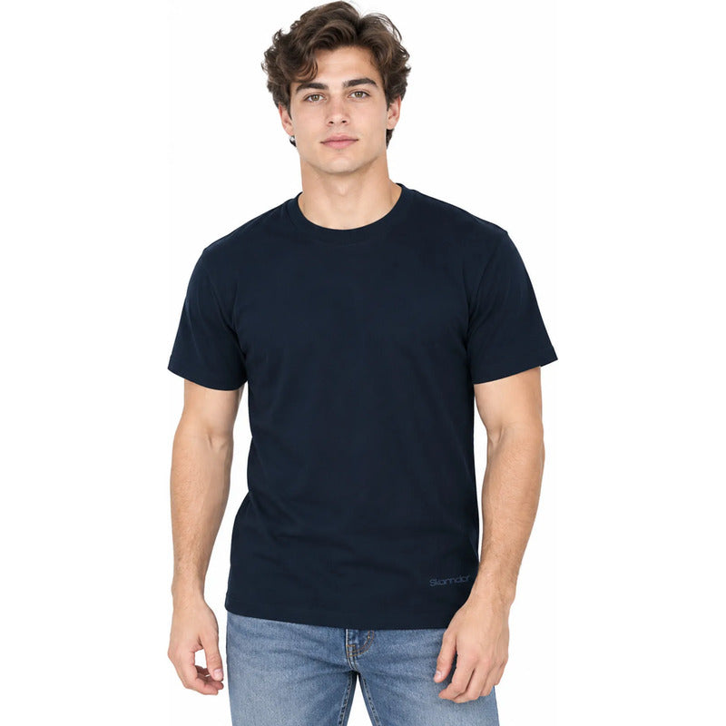 Playera Básica De Hombre Paquete 4pz Multicolores Skannda® Azul Oscuro - Azul - Negro - Gris Lisa Paquete Playeras