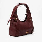 Bolso Hobo Para Mujer Mod. Ji 2998 Marca Jaime Ibiza® Vino Lisa Níquel