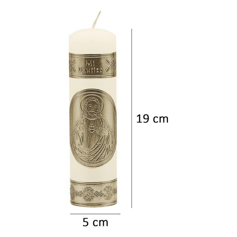 Set Para Bautizo Vela+concha+toalla+caja De Madera