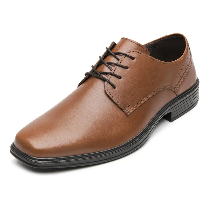Zapato Derby Semivestir Para Hombre Mod.406401 Marca Flexi® Tan Lisa 26,5 Mx