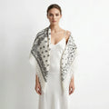 Chalina Chal Elegante Suave Para Mujer 130x130cm Blanco Blanco Figuras Unitalla