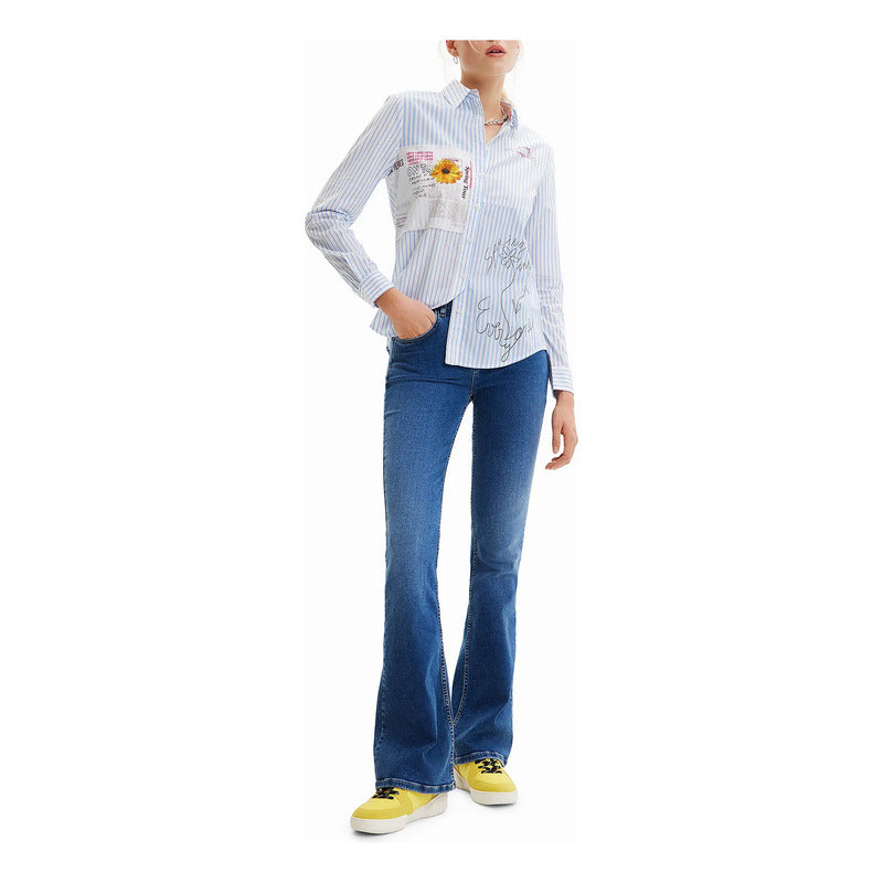Camisa Casual Para Mujer Mod. 23swcw43/5151 Desigual® Multicolor Rayas Xs