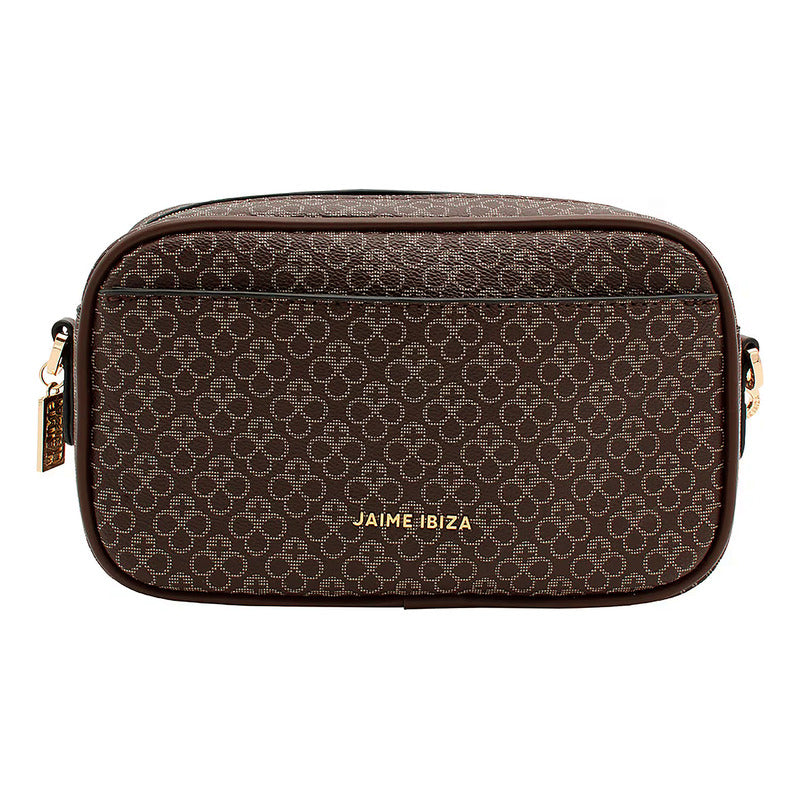 Bolso Crossbody Para Mujer Mod. Ji 2376 Marca Jaime Ibiza® Marrón Geométrico Níquel