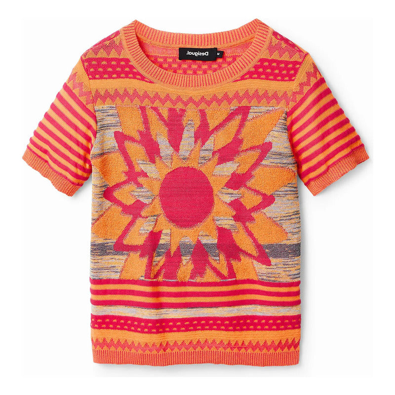 Blusa Casual Para Mujer Con Diseño Artístico Marca Desigual® Multicolor 24swtk74