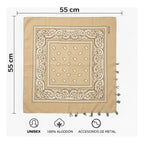 Paliacate Tradicional Multiusos Accesorio Unisex 55x55cm Beige Geométrico Unitalla