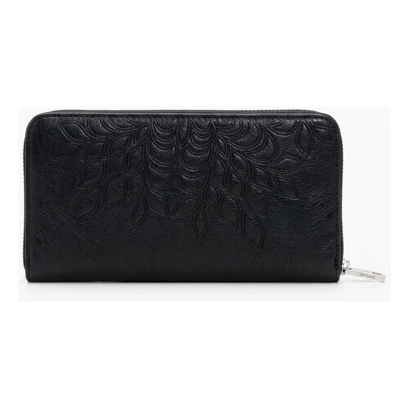 Cartera Mediana Con Bordado 26sayp2 Marca Desigual® Negro Floreado