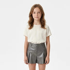 Short De Vinipiel Para Niña Mod.7213 Marca Mayoral® Plomo Lisa 8 Años
