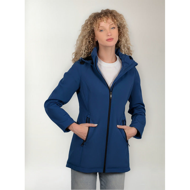 Chamarra Para Mujer Mod.dw89-pol7888 Marca Greenlander® Azul 3xg Lisa