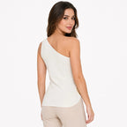 Blusa Asimétrica Para Mujer Mod.4384ll Marca Exotica® Hueso Lisa G
