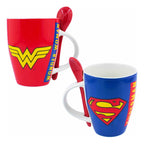 Taza De Porcelana 2pz Con Cuchara Diseño Animado 310ml