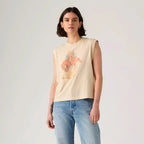 Playera Boxy Tank Para Dama Mod. 001mw0004 Marca Levis® Beige Rodep M Estampa Localizada