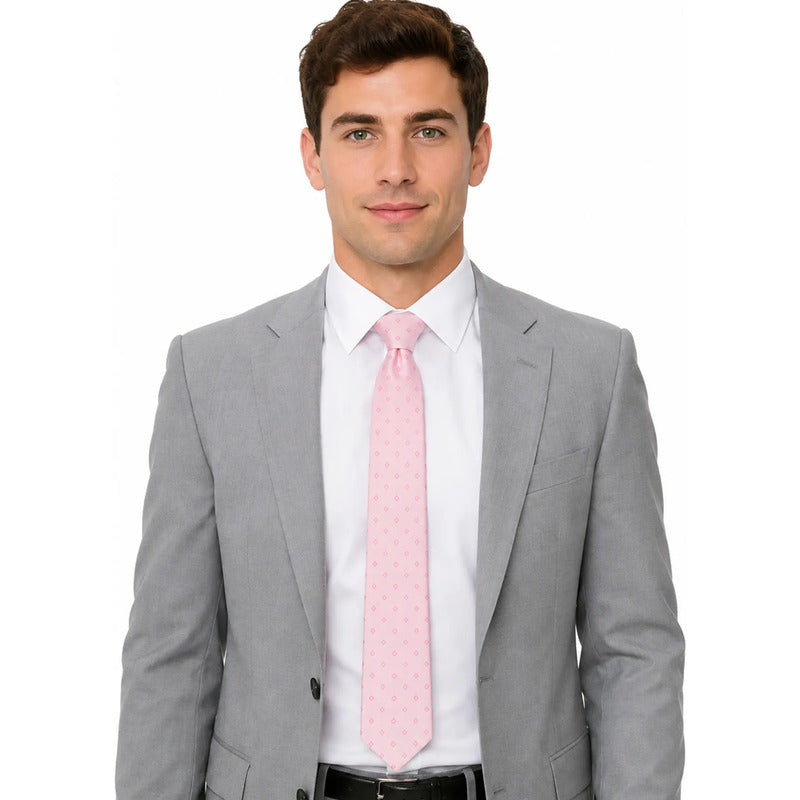 Corbata Elegante Para Hombre Eventos Y Negocios Marca Cotu® Rosa Rombos 160 Cm