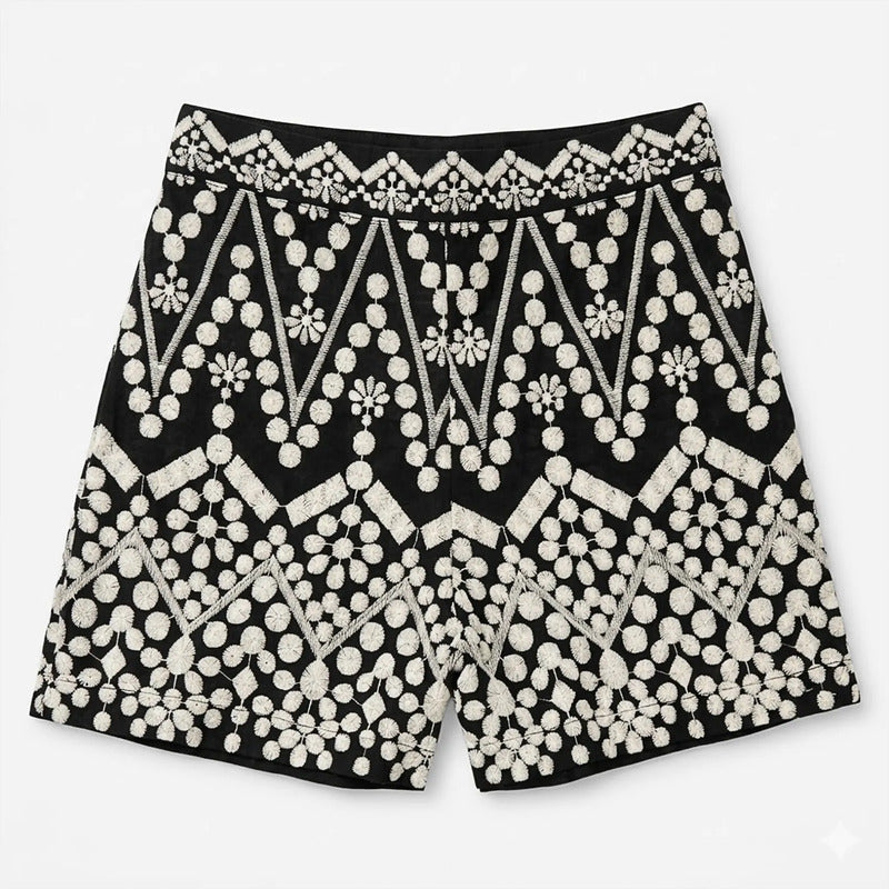 Short Casual Bordado Étnico Para Mujer Sg00148 Ferriano® Multicolor Étnico G