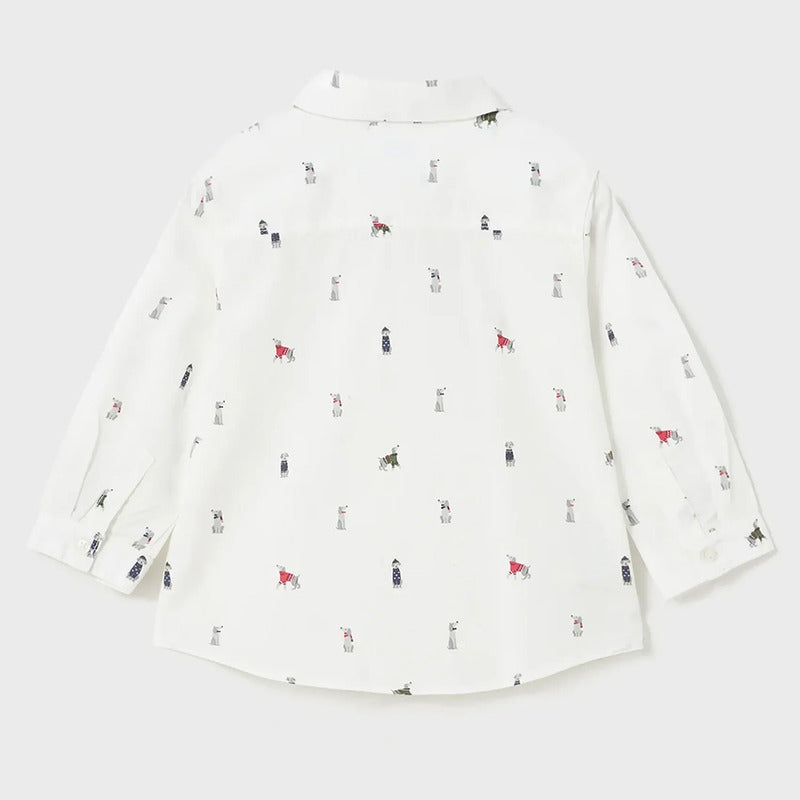 Camisa Cómoda Para Bebé Mod.2176 Marca Mayoral® Blanco Perritos 36 Meses