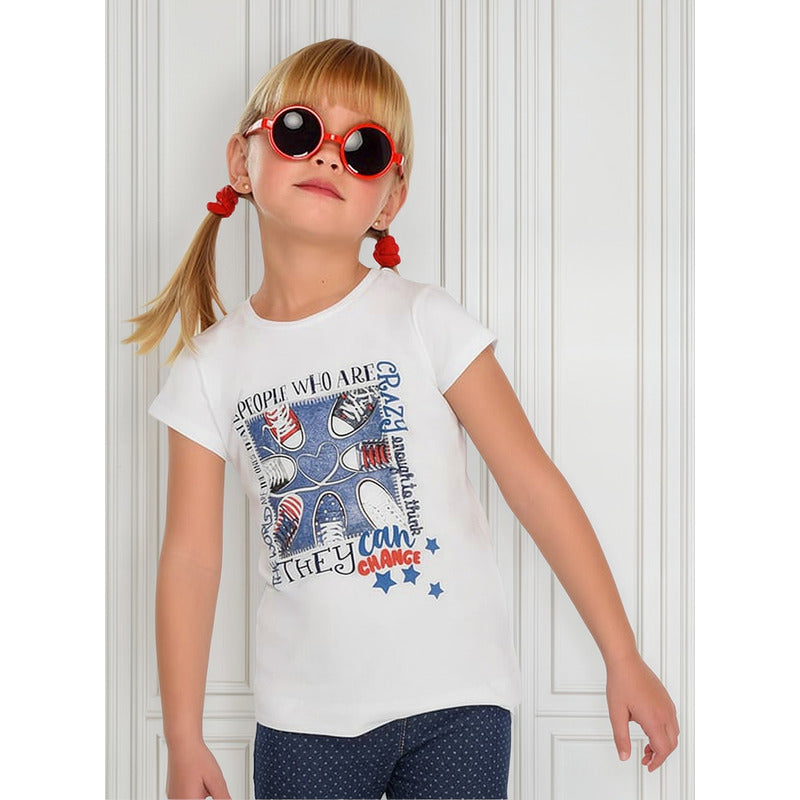 Blusa Casual Para Niña Mod.3015 Marca Mayoral® Blanco 3 Años
